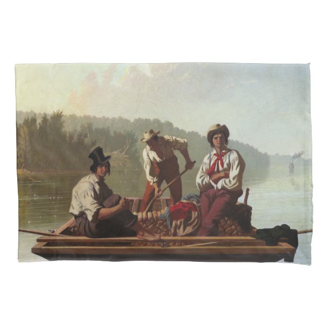 Boatmen on the Missouri River Pillow Case (Front-Left)