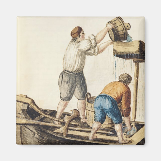 Boatmen Pouring Fresh Water into the Pipelines Magnet (Front)