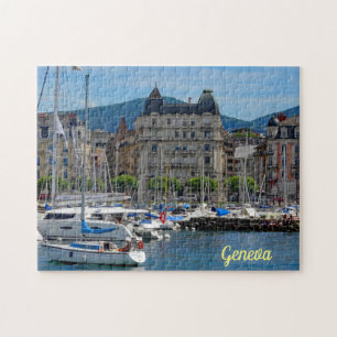 Boats Anchored Lake Geneva Switzerland Jigsaw Puzzle