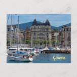 Boats Anchored Lake Geneva Switzerland Postcard