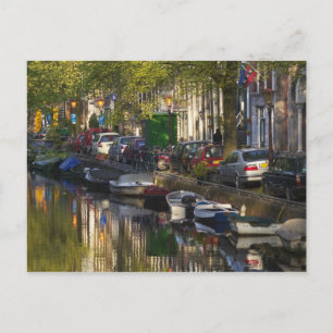 Boats and buildings along the canal belt, postcard