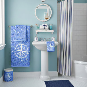 Boats and compass bath towel set