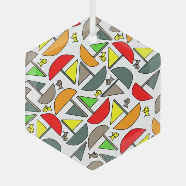 Boats and Fish Glass Ornament (Front)