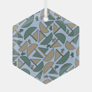 Boats and Fish Glass Ornament