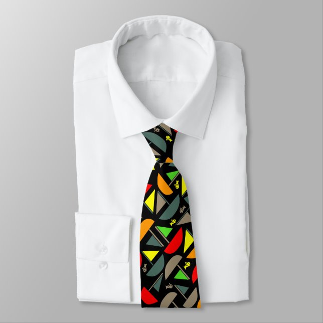 Boats and Fish Neck Tie (Tied)