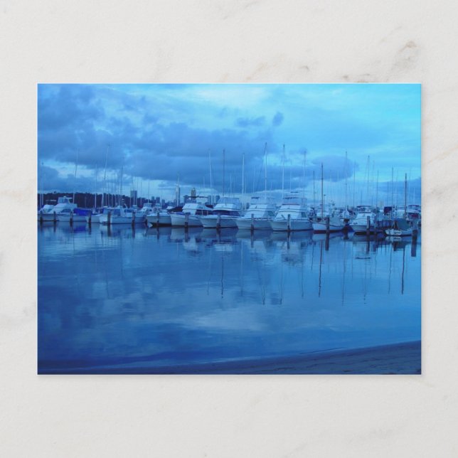 Boats And Reflections At Royal Perth Yacht Club Postcard (Front)