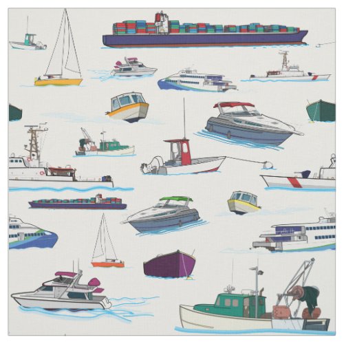 Boats and Ships Random Patterns Fabric