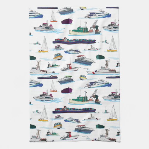 Boats and Ships Random Patterns Kitchen Towel