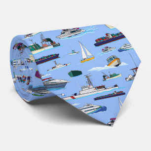 Boats and Ships Random Patterns Neck Tie