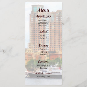 Boats at Inner Harbor Baltimore MD Wedding Menu