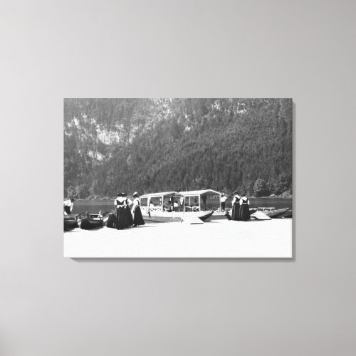 Boats at Konigssee c1910 Canvas Print