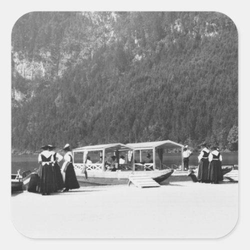 Boats at Konigssee c1910 Square Sticker