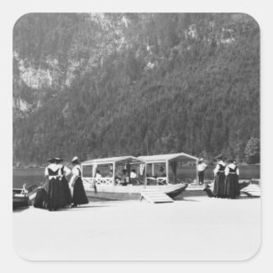 Boats at Konigssee, c.1910 Square Sticker