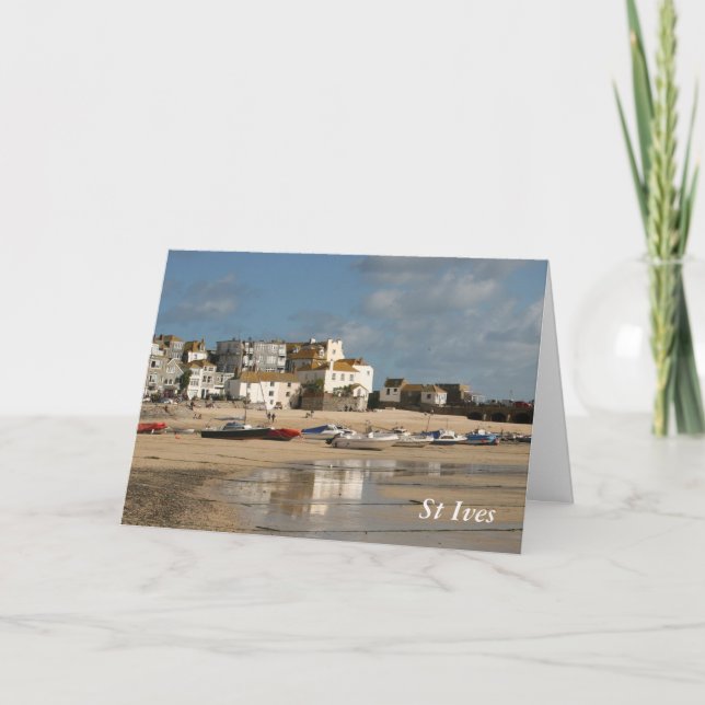 Boats at Low Tide, St Ives Harbour Card (Front)