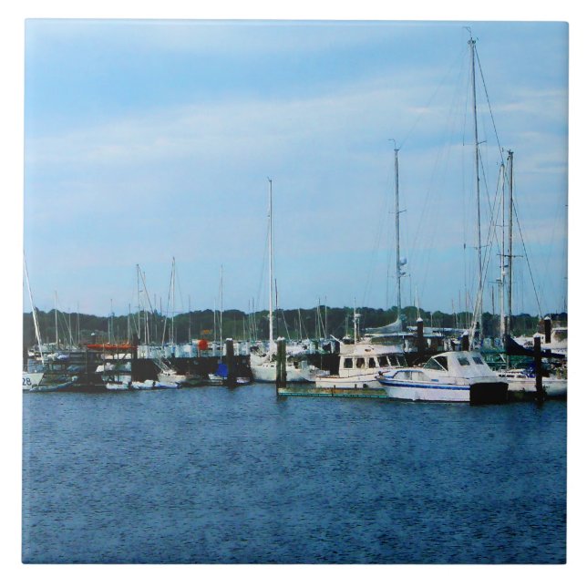 Boats at Newport RI Ceramic Tile (Front)