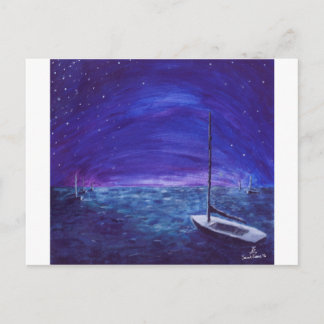 Boats at Night Postcard