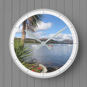 Boats at Port Bannatyne, Isle of Bute, Scotland Round Clock
