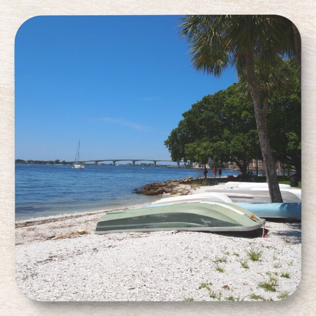 Boats At Sarasota, Florida Beverage Coaster (Front)