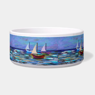 Boats at sea fleece blanket bath mat serving tray  bowl