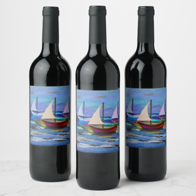 Boats at sea wine label (Bottles)