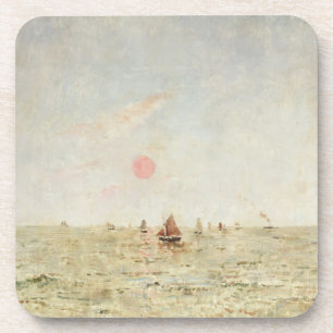 Boats at Sunrise (oil on panel) Drink Coaster