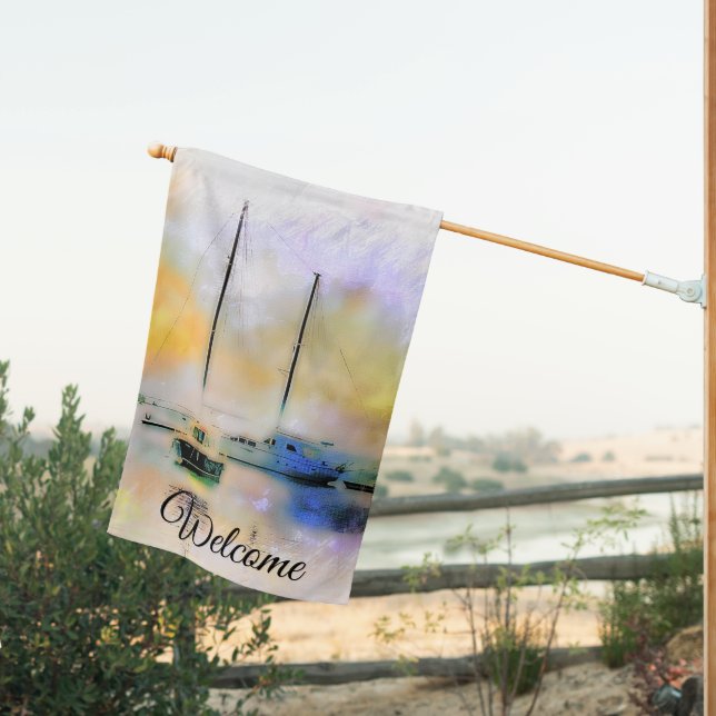 boats at sunset  house flag (Insitu (Back))