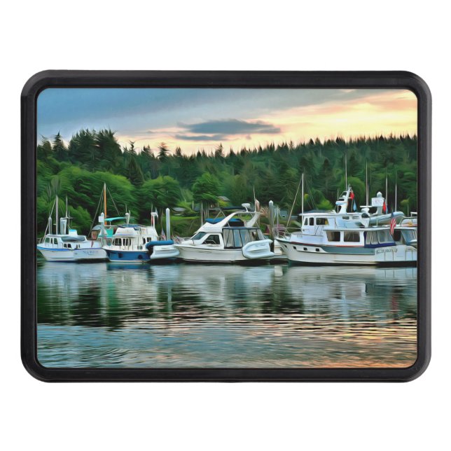Boats at Sunset on Bainbridge Island Hitch Cover (Front)