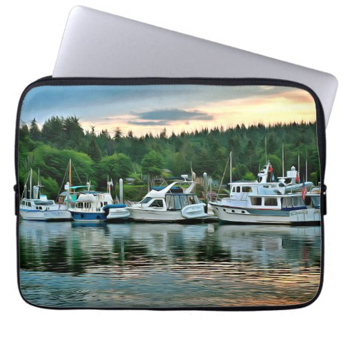 Boats at Sunset on Bainbridge Island Laptop Sleeve