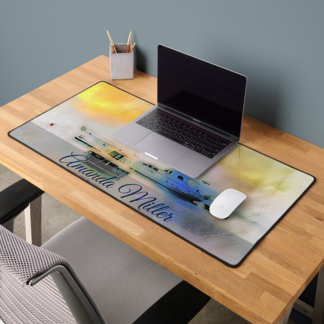 boats at sunset personalized desk mat (Office 2)