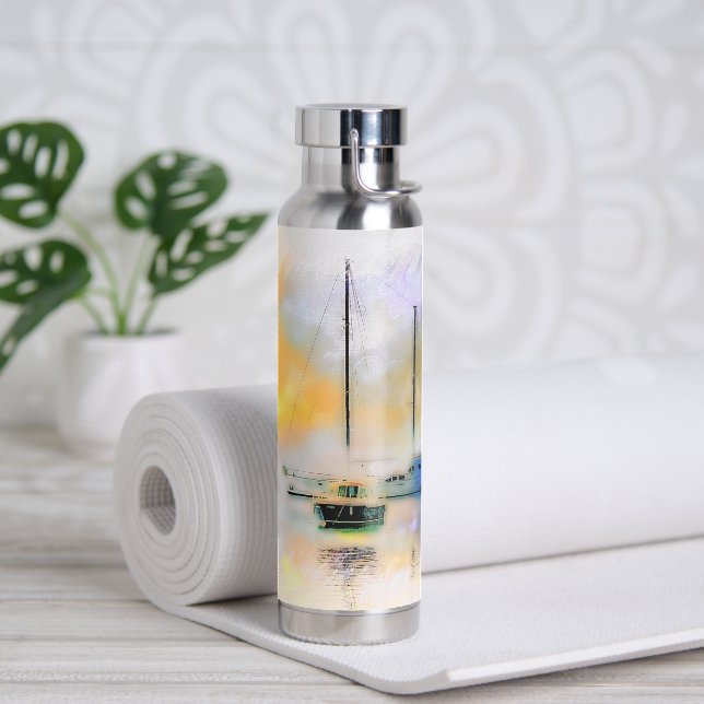 boats at sunset   water bottle (Yoga)