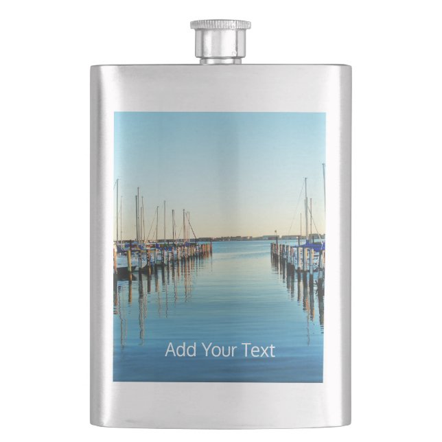 Boats At The Marina by Shirley Taylor Flask (Front)