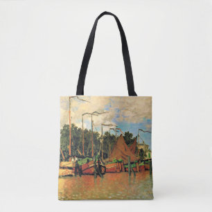 Boats at Zaandam by Claude Monet,  Tote Bag