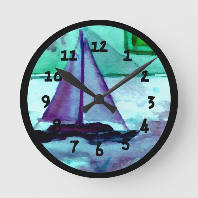 Boats Bathtub Sailing Sailboats Bathroom Clocks (Front)