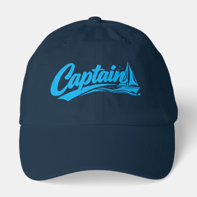 Boats Captain Simple Bold Typography Style Hat (Front)