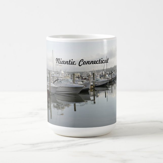 boats docked in a marina in Niantic Connecticut Coffee Mug (Center)