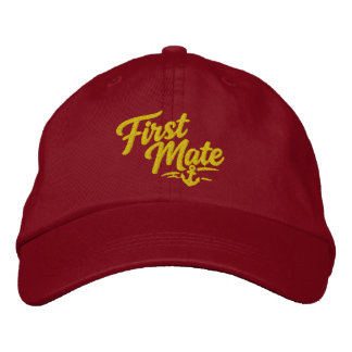 Boats First Mate Sailor Simple Bold Typography Embroidered Baseball Cap