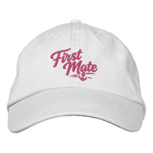 Boats First Mate Sailor Simple Bold Typography Embroidered Baseball Cap