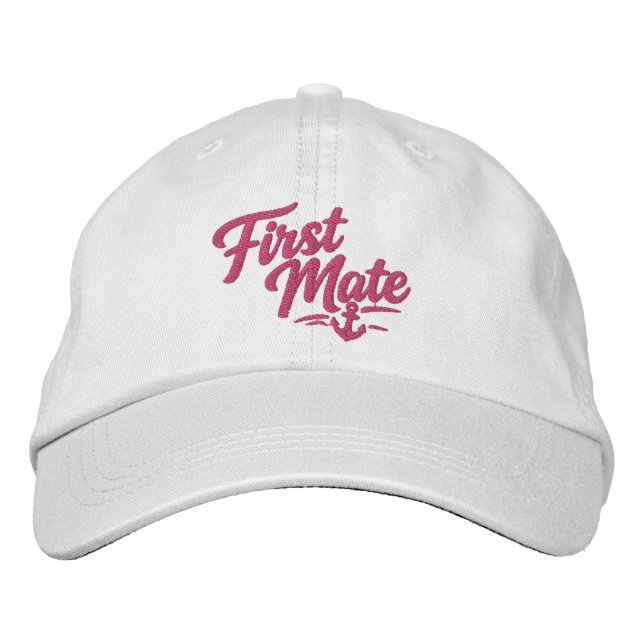 Boats First Mate Sailor Simple Bold Typography Embroidered Baseball Cap (Front)