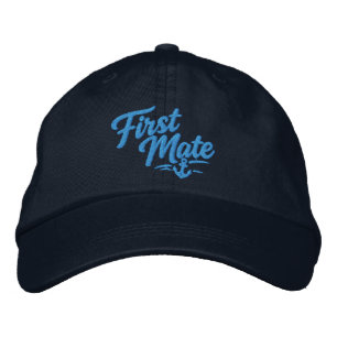 Boats First Mate Sailor Simple Bold Typography Embroidered Baseball Cap