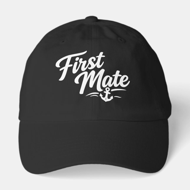 Boats First Mate Simple Bold Typography Style Hat (Front)