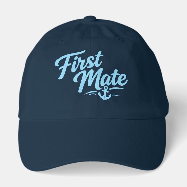 Boats First Mate Simple Bold Typography Style Hat (Front)