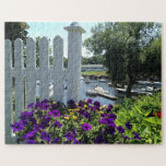 BOATS FLOWERS WATER PERKINS COVE, OGUNQUIT, MAINE JIGSAW PUZZLE<br><div class="desc">A lovely view of popular Perkins Cove -- water, boats, sunshine, flowers. This jigsaw puzzle not only provides entertainment but also is a beautiful keepsake that can be enjoyed over and over again! Size: 11" x 14" Puzzle with Gift Box, 252 Pieces. Made of sturdy cardboard and mounted on chipboard,...</div>