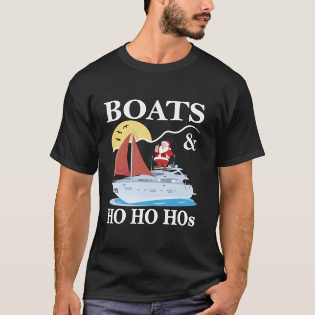 Boats Ho Ho Hos Christmas Pajama Funny Humor Xmas  T-Shirt (Front)