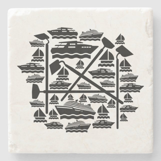 Boats & Hoes Stone Coaster (Front)