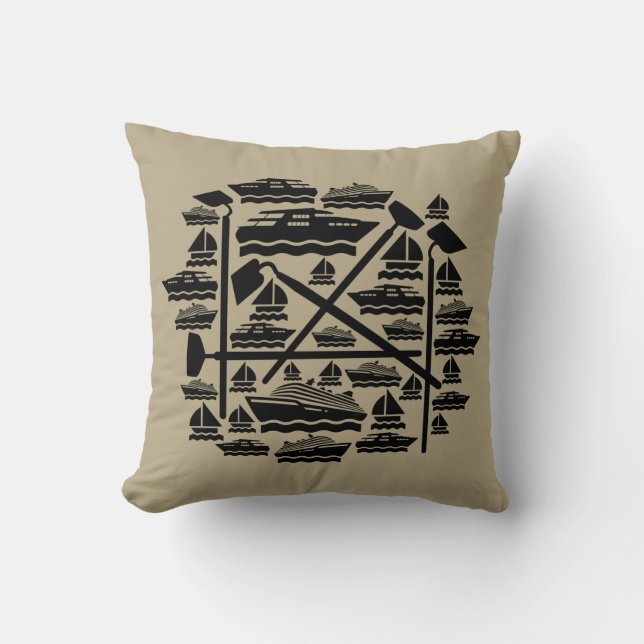 Boats & Hoes Throw Pillow (Front)