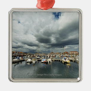Boats In A Harbor Metal Ornament
