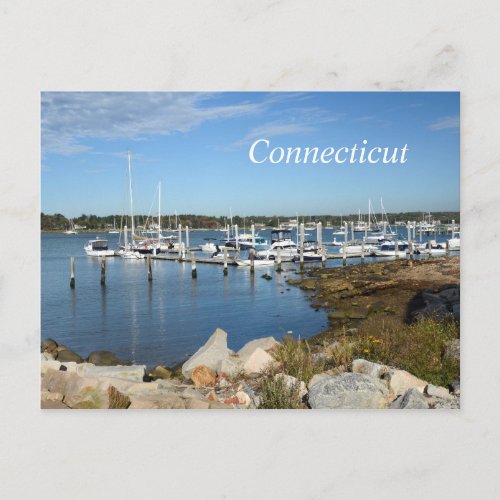 boats in a marina in Stonington Connecticut Postcard