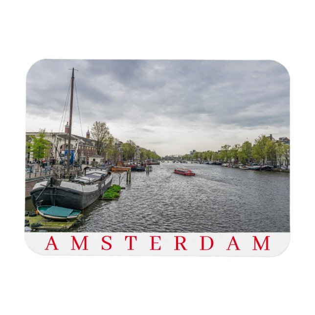 Boats in Amsterdam fridge magnet (Horizontal)