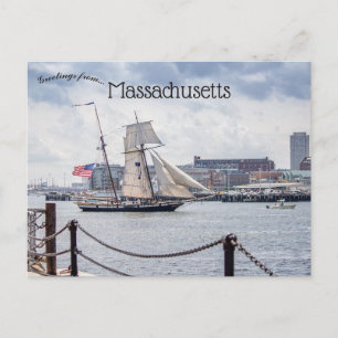 Boats in Boston Harbor Massachusetts Postcard