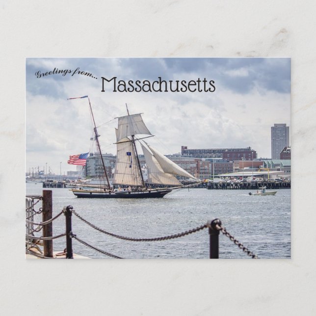 Boats in Boston Harbor Massachusetts Postcard (Front)